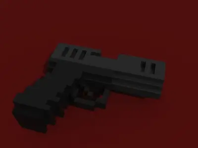 Voxel Gun Glock Low-poly 3D model
