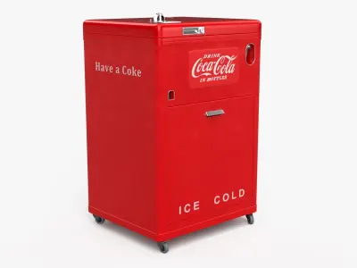 Coca-Cola Bottle Cooler with Rotary Loader Red Vintage Rigged for Maya 3D model
