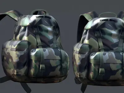 Backpack military combat Black baggage  Low-poly 3D model get