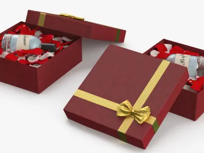 Luxury Perfume Gift Box with Rose Petals 3D model