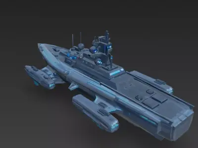 Sci-Fi Futuristic Naval Battleship PBR 3D Model 3D model