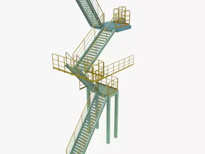 Industrial Stair Case Low-poly 3D model
