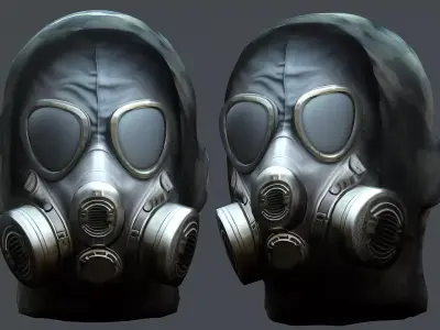 Gas mask helmet 3d model military combat Low-poly Low-poly 3D model 5