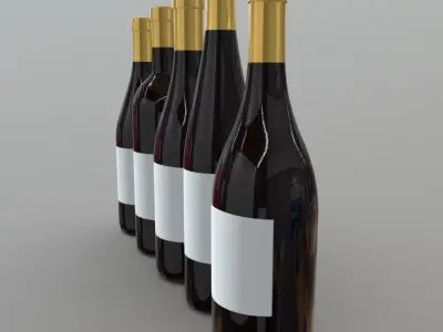 Wine Bottles Low-poly 3D model