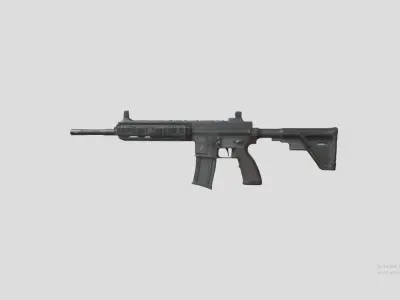 Black Assault Rifle  Low-poly 3D model