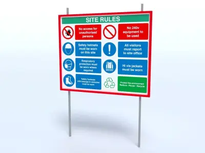 Heath Safety and Environment HSE Sign Low-poly 3D model