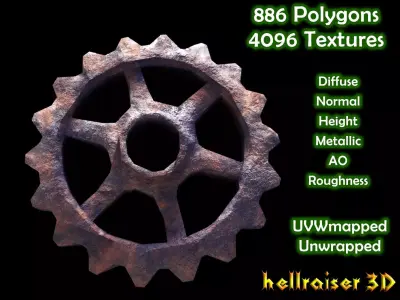 Gears - PBR - Textured Low-poly 3D model