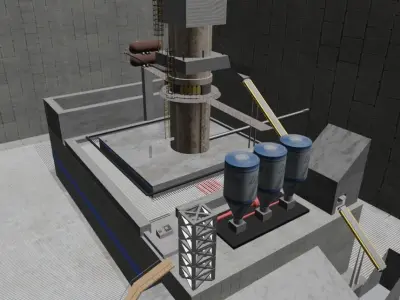 Factory Game ready nuclear power plant 3D model