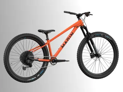 MTB hardtail in orange black Low-poly 3D model