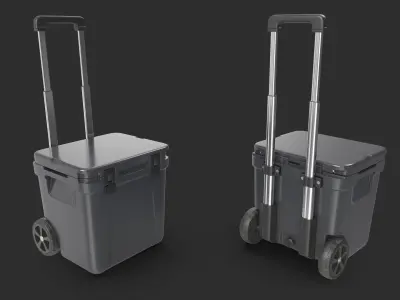  Wheeled Cooler With Retractable Handle 3D Model 