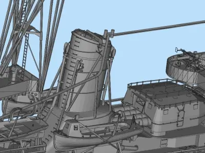 destroyer ship Low-poly 3D model
