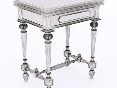 antique wood table 3D model