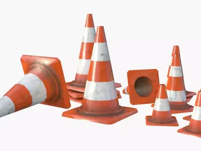Traffic Cone Assets 01 Low-poly 3D model