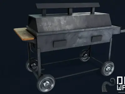 BBQ Grill - PBR Game Ready Low-poly 3D model