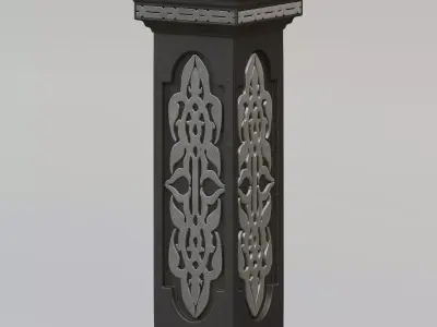 Square pedestal pillar Low-poly 3D model
