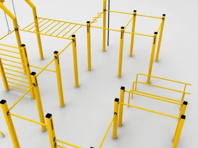 Street workout park gym low poly Low-poly 3D model