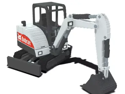 Voxel Bobcat Excavator Low-poly 3D model