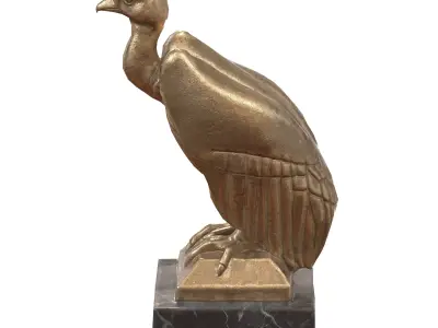 Vulture metal statues Low-poly 3D model