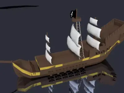 pirate ship 3D model 8