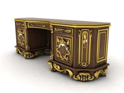 antique desk with drawers 3D model