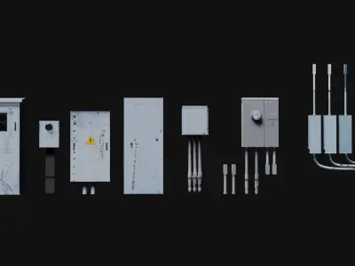electrical box collection Low-poly 3D model purchase