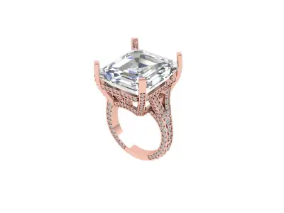 Emerald Solitaire Art Deco Ring 3D print model 10
