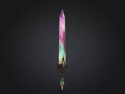 Mystic Prism Blade Fantasy Crystal Sword Low-poly 3D model