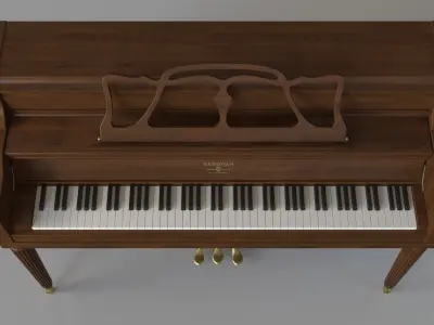 Hardman Vintage Traditional Walnut Console Piano 3D model