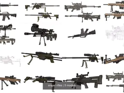sniper rifles 3D Model Pack