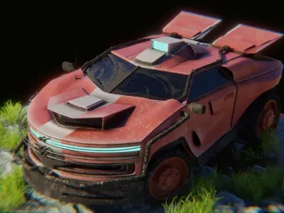 Sci fi CAR Military - Off road - Original Concept Humvee Rigged 3D model