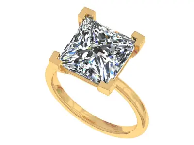 Princess Stone Solitary Ring 3D print model