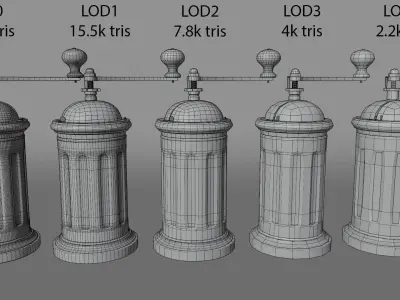 Italian Coffee Grinder LOD Low-poly 3D model