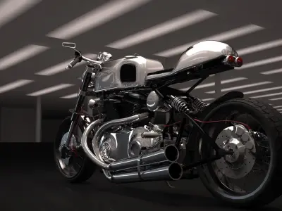 Cafer racer chrome motocycle 3D model