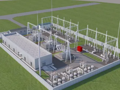 Electrical power substation 3D model get