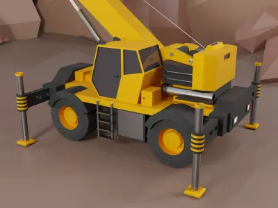 Rough Terrain Crane Heavy Vehicle Low-poly 3D model