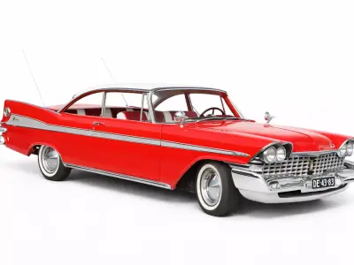 1958 Plymouth Fury Classic Vintage Car Partial Interior 3D model