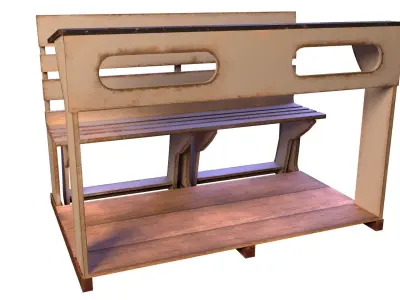 Early 20th Century Bench 1920s Low-poly 3D model