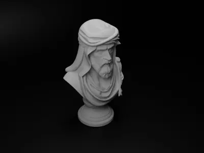 Arab Bedouin Warrior Bust Chess 3D print model buy