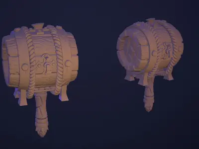 Low Poly Hammer drum Low-poly 3D model