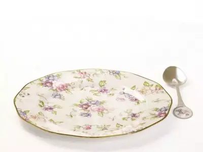 Porcelain Plate And Spoon 3D model