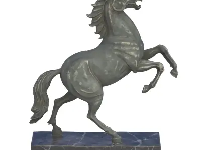 Rearing horse marble statue Low-poly 3D model