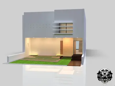 Modern Building Low-poly 3D model 3