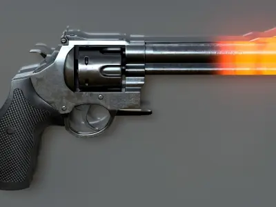 Revolver Low-poly 3D model 11