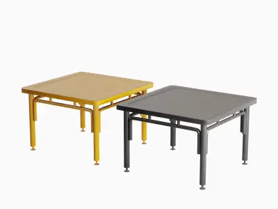 Steel Table Colored Set Low-poly 3D model