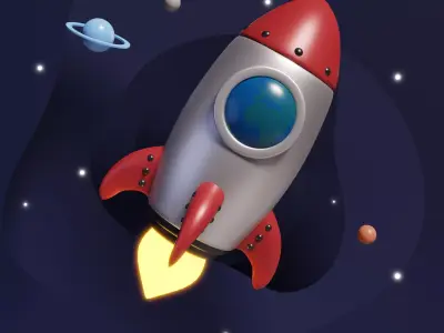 cartoon stylized Rocket Low-poly 3D model