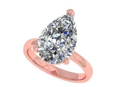 Pear Stone Solitary Ring 3D print model