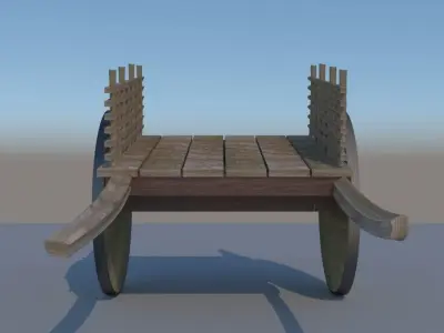 Cart Model wooden with basket 3D model