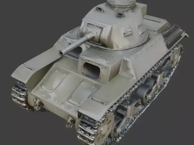 WWII Armored Combat Tank 3D Model Low-poly 3D model