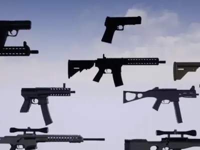 weapon pack 10 in 1  Low-poly 3D model