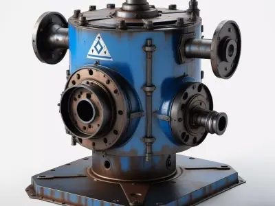 Rusty Industrial Machine Part Valve 3D model